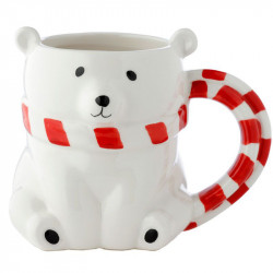 Mug, tasse  en céramique en forme d'ours polaire.